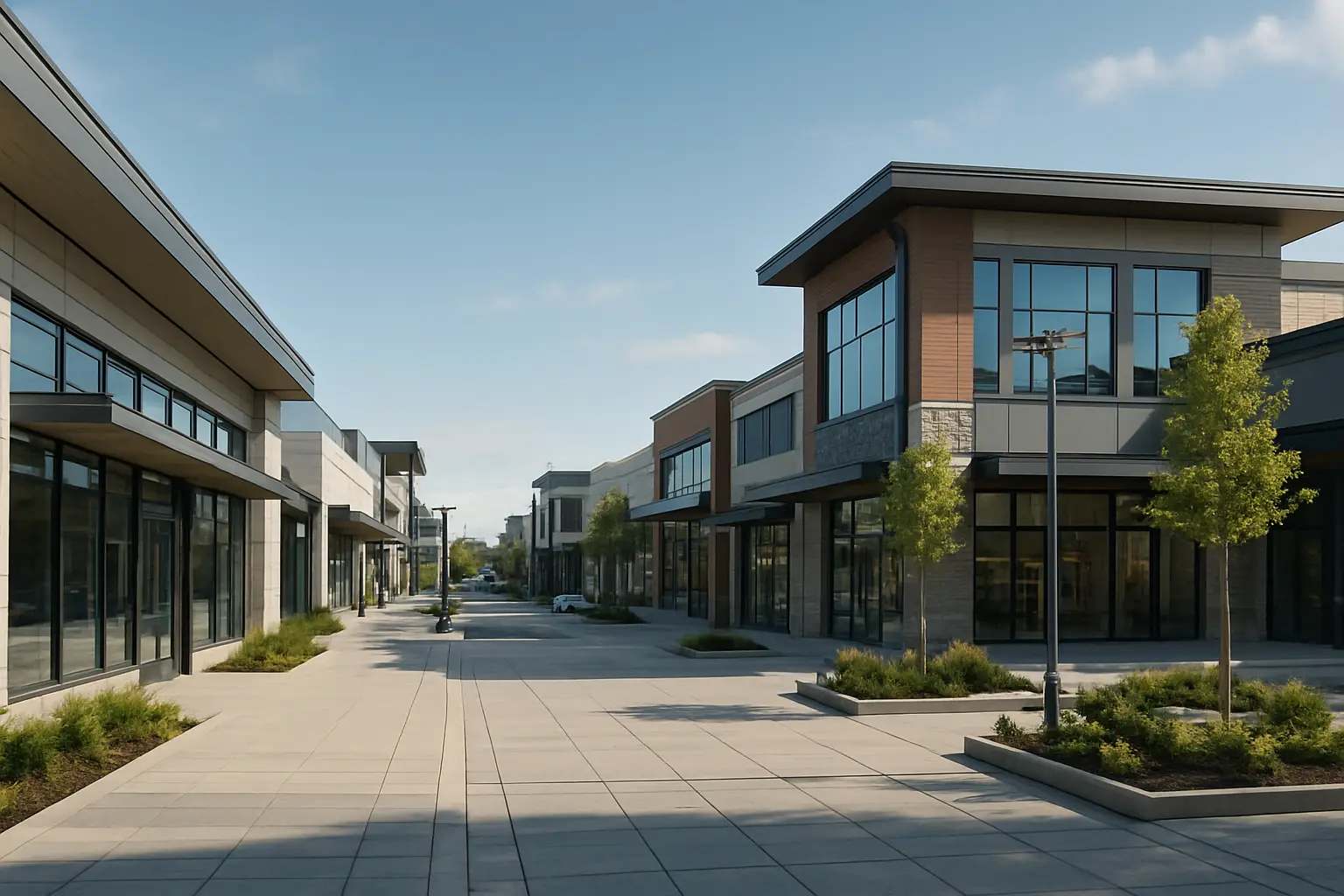 Guildford Town Centre exterior and surrounding retail corridor in Surrey BC showing commercial growth and local business activity
