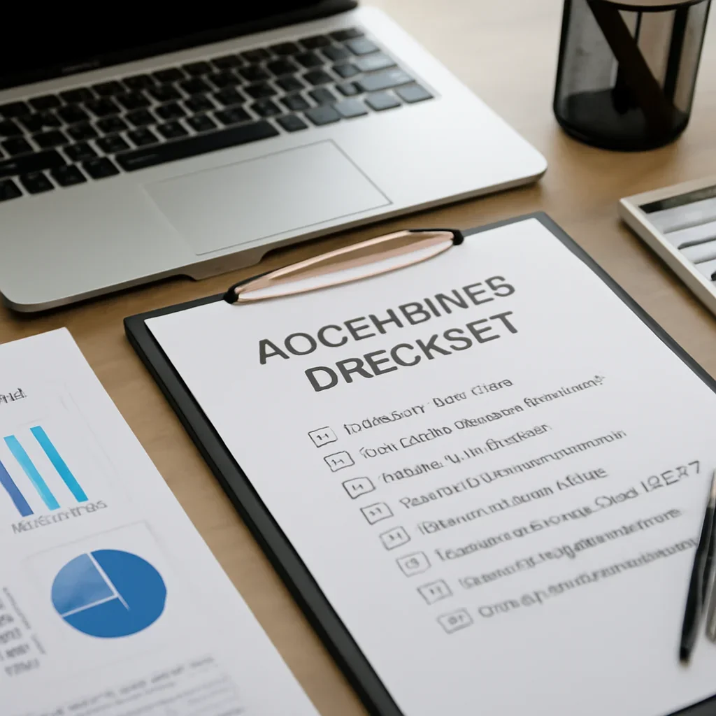 Organized workspace with business papers and dashboard visible on a computer screen representing smooth operational setup