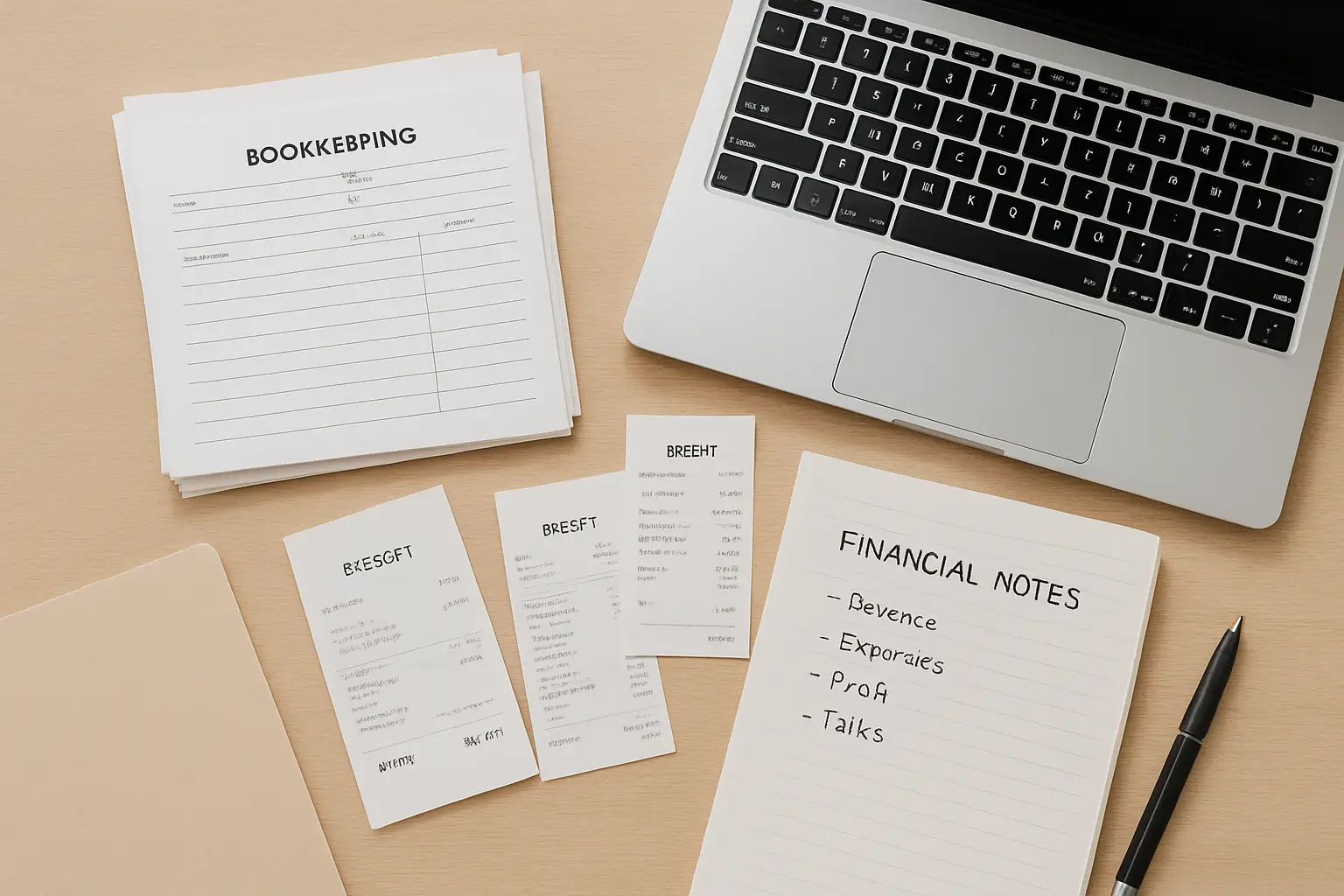 Bookkeeping records and business expense documents organized for cost planning in Surrey BC