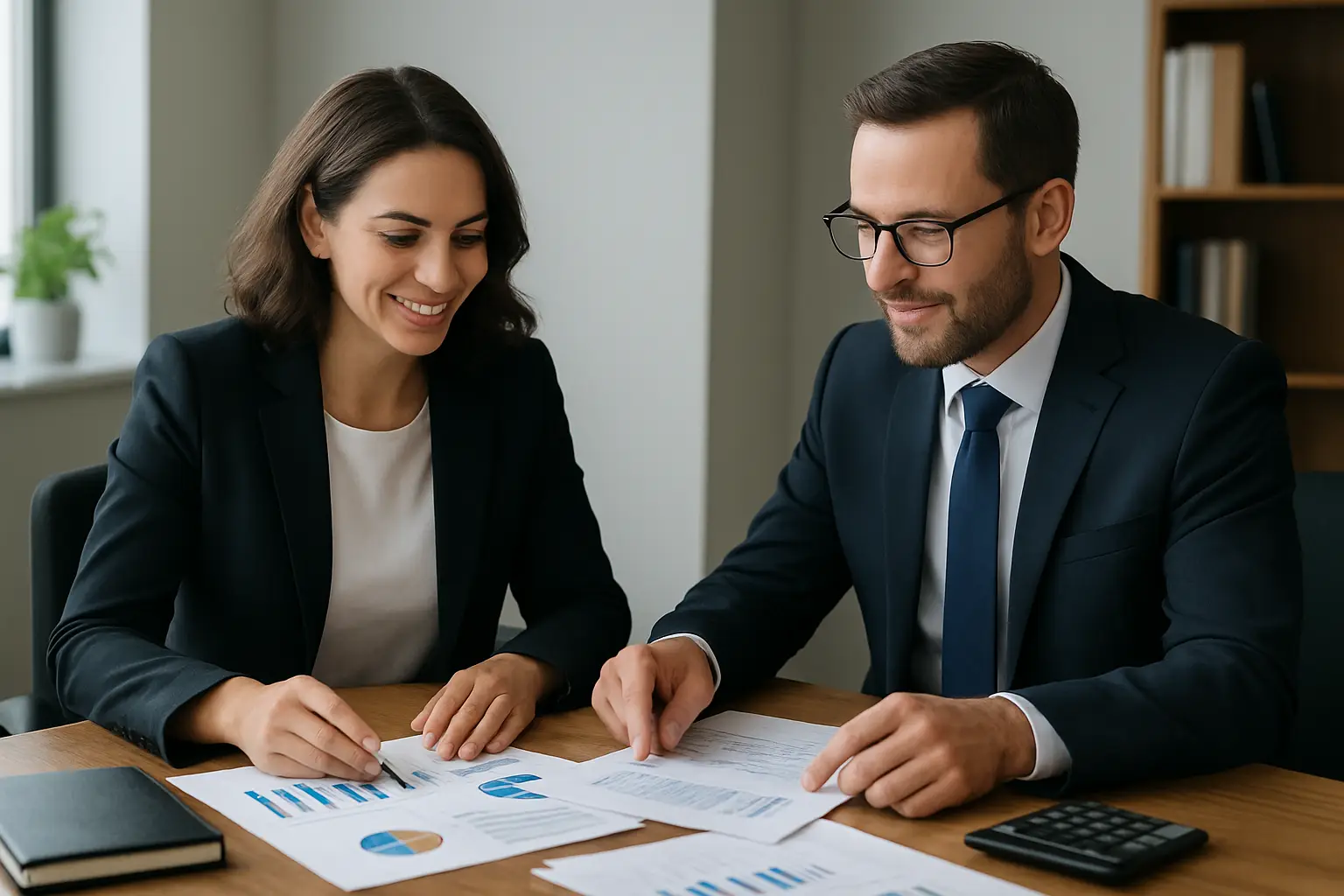 Small business owner reviewing reports with an accountant for better financial decisions