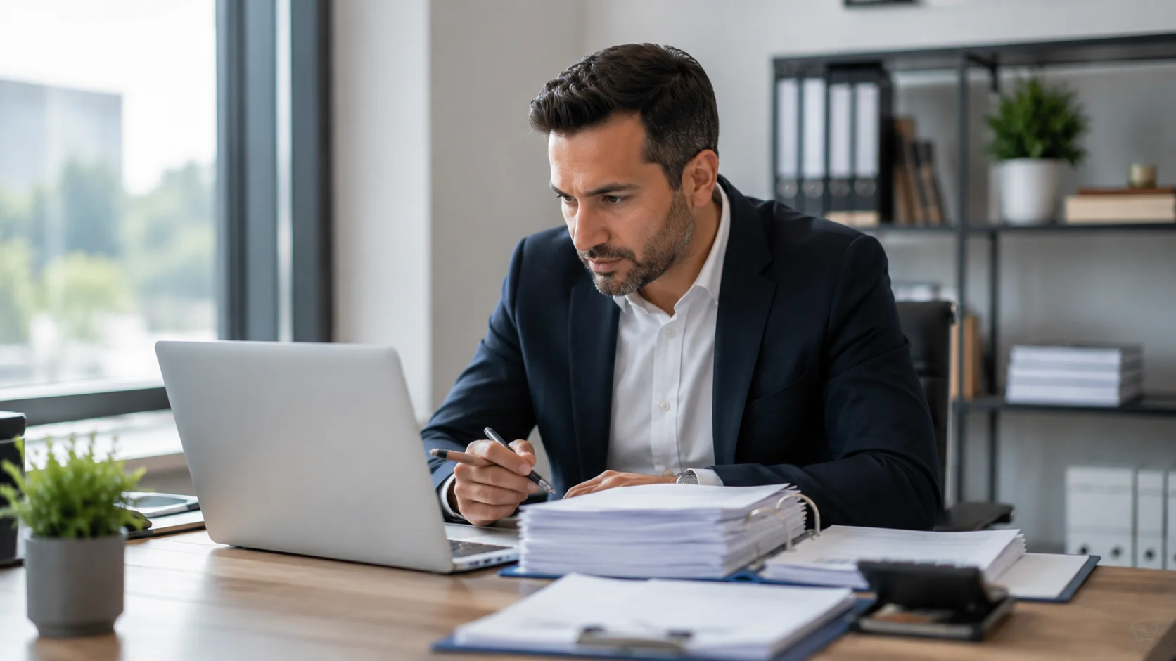 Small business owner in Surrey BC reviewing overdue bookkeeping records
