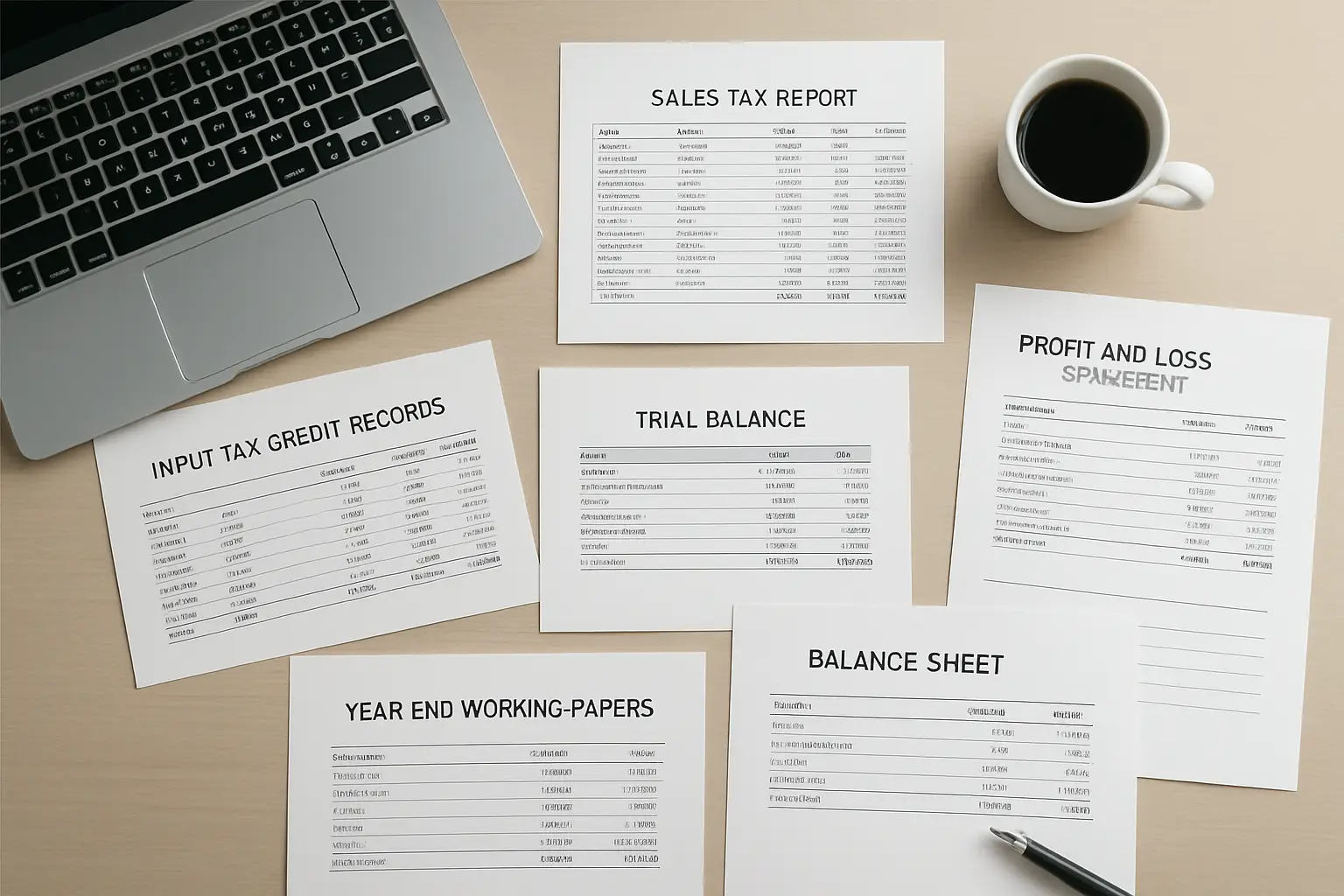 GST bookkeeping records with input tax credits sales tax reports and year-end package