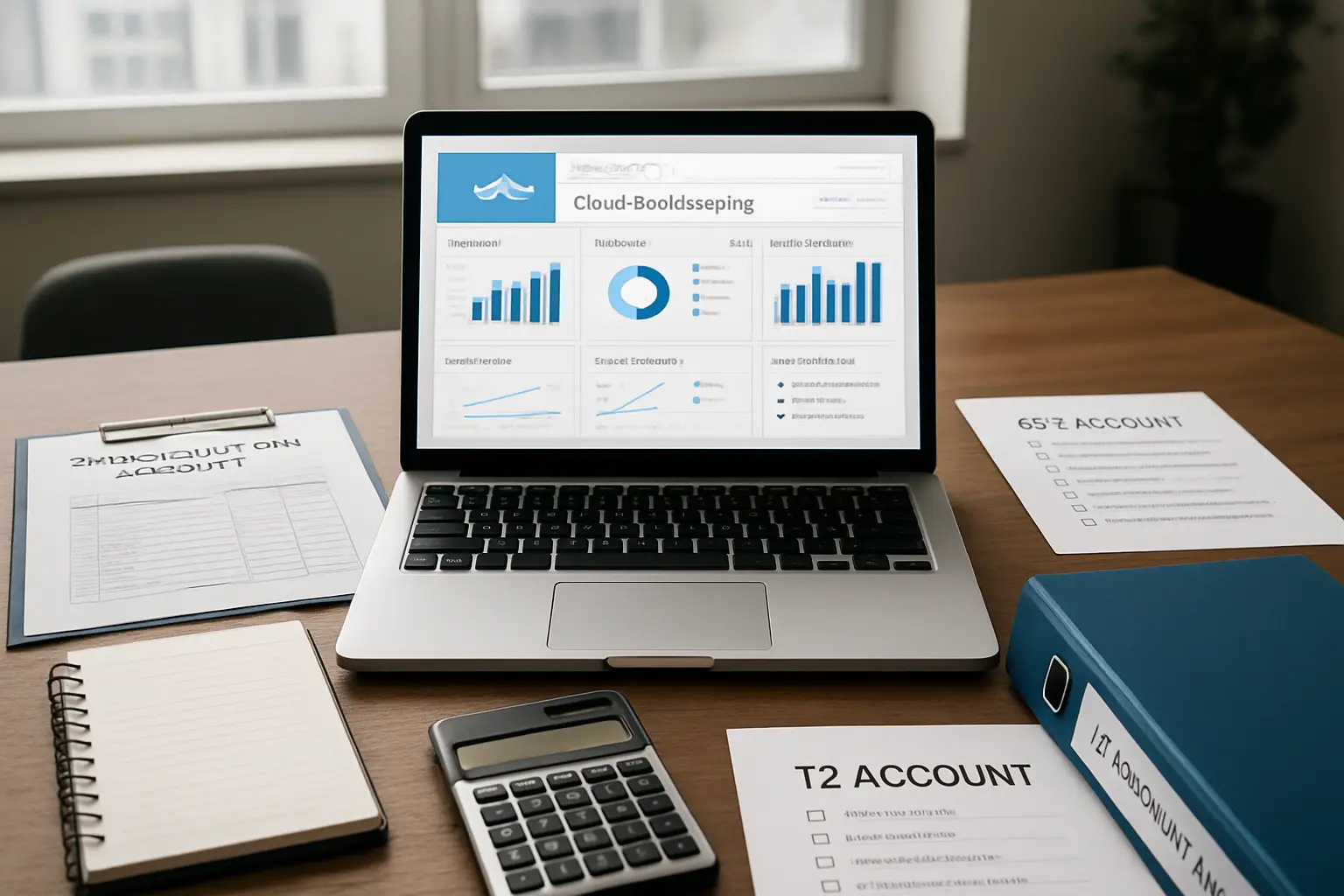 Corporate bookkeeping setup with shareholder loan tracking payroll notes and T2 filing checklist