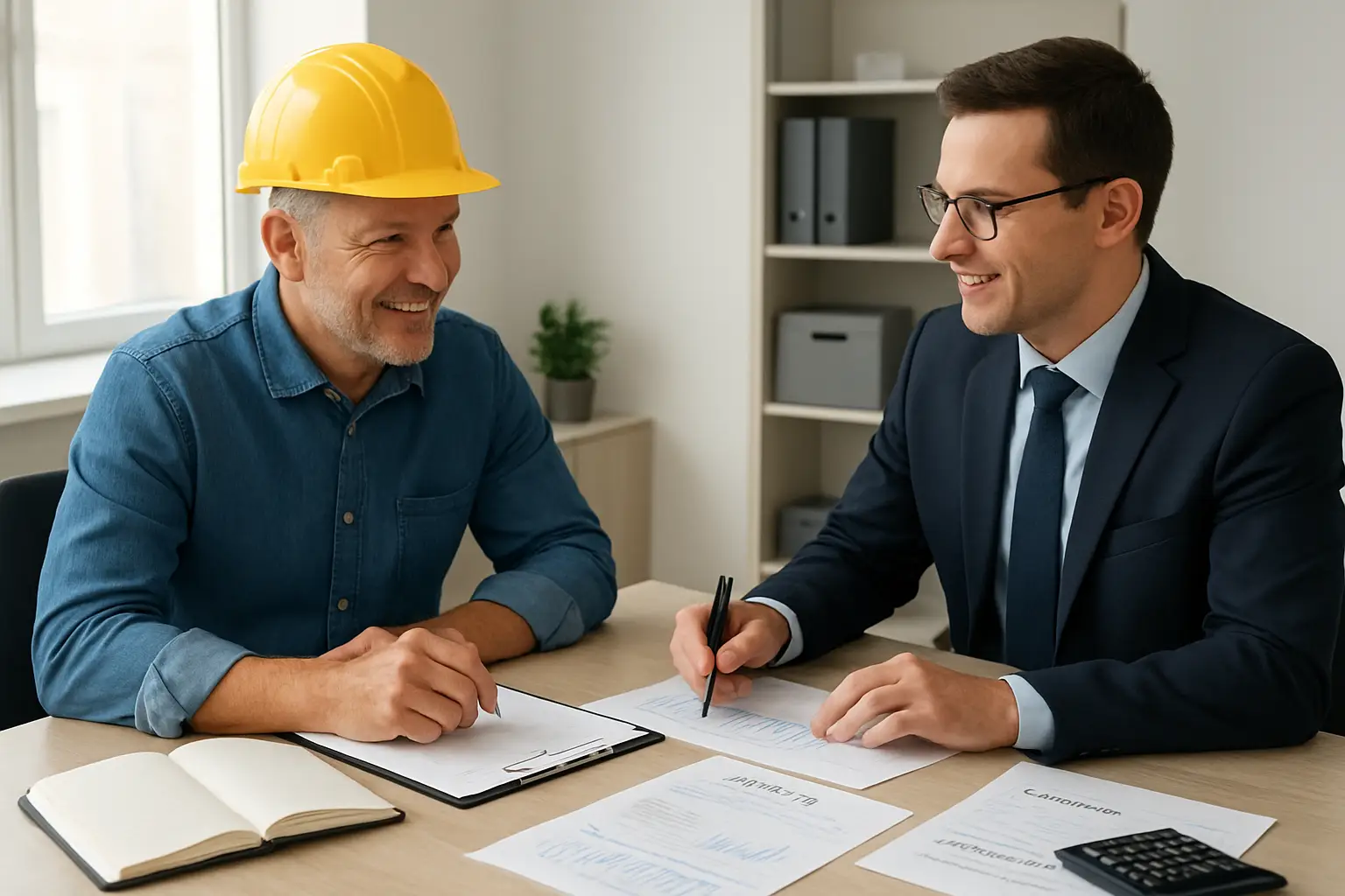 Construction company owner booking an accounting consultation for job costing payroll GST and tax support