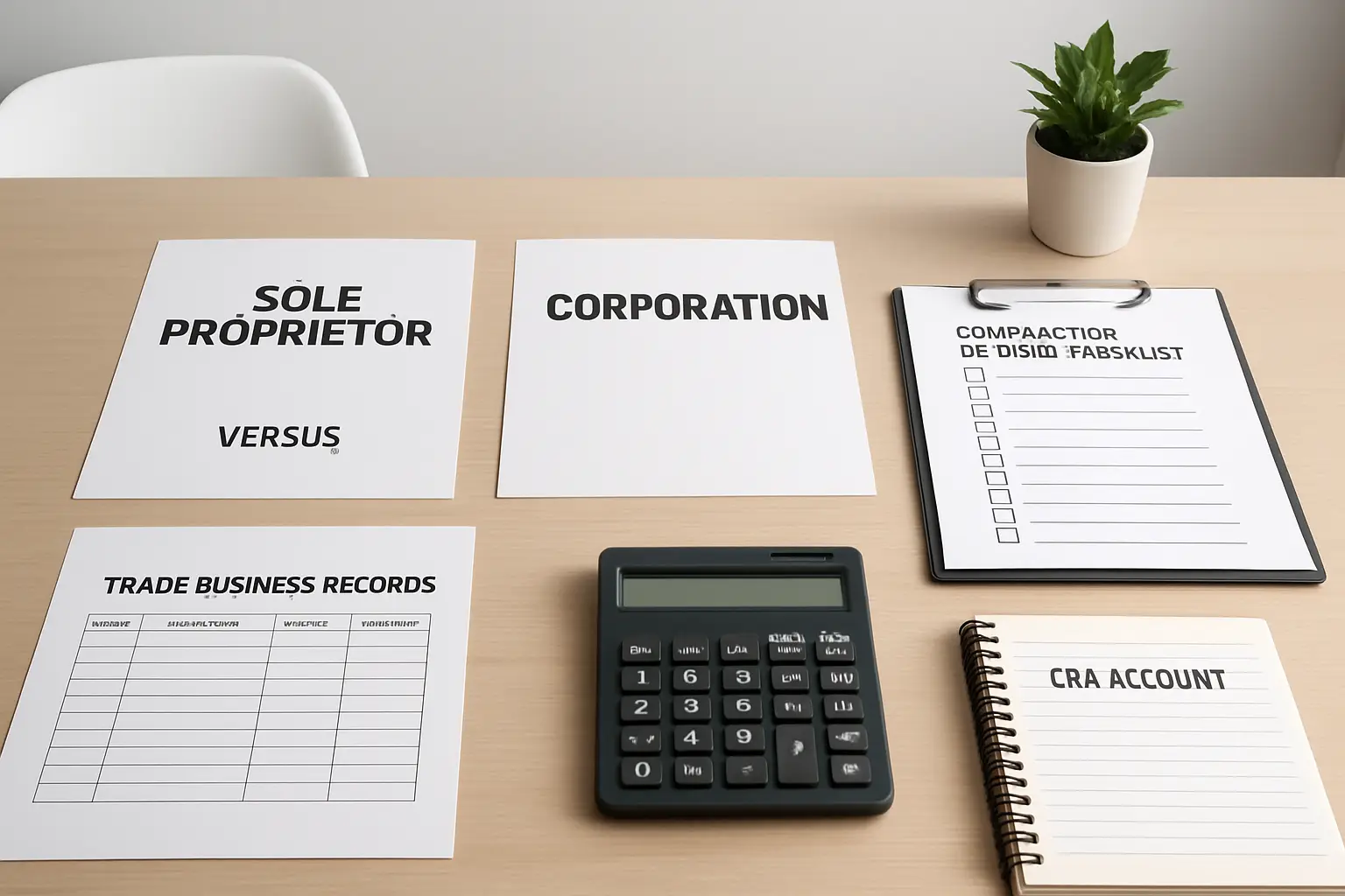 Contractor incorporation comparison with sole proprietor and corporation tax planning documents