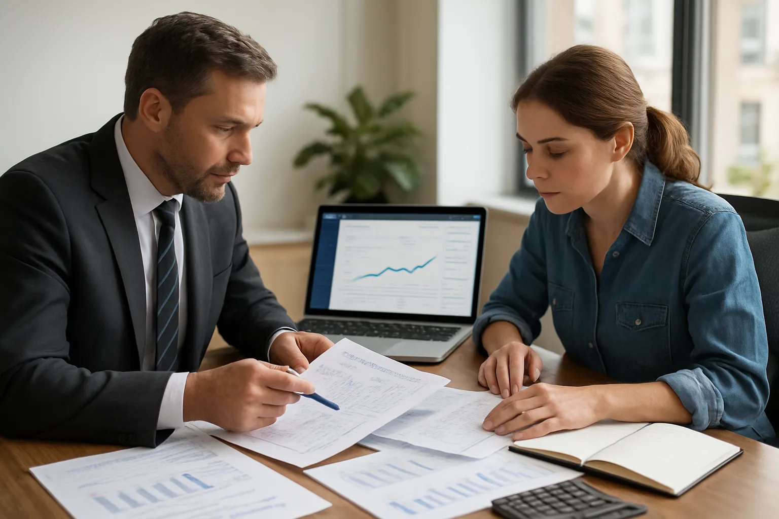 Coquitlam BC business owner in a focused accounting consultation with Phoenix Knight Financial Services reviewing tax filing and incorporation options with Robin DeRidder