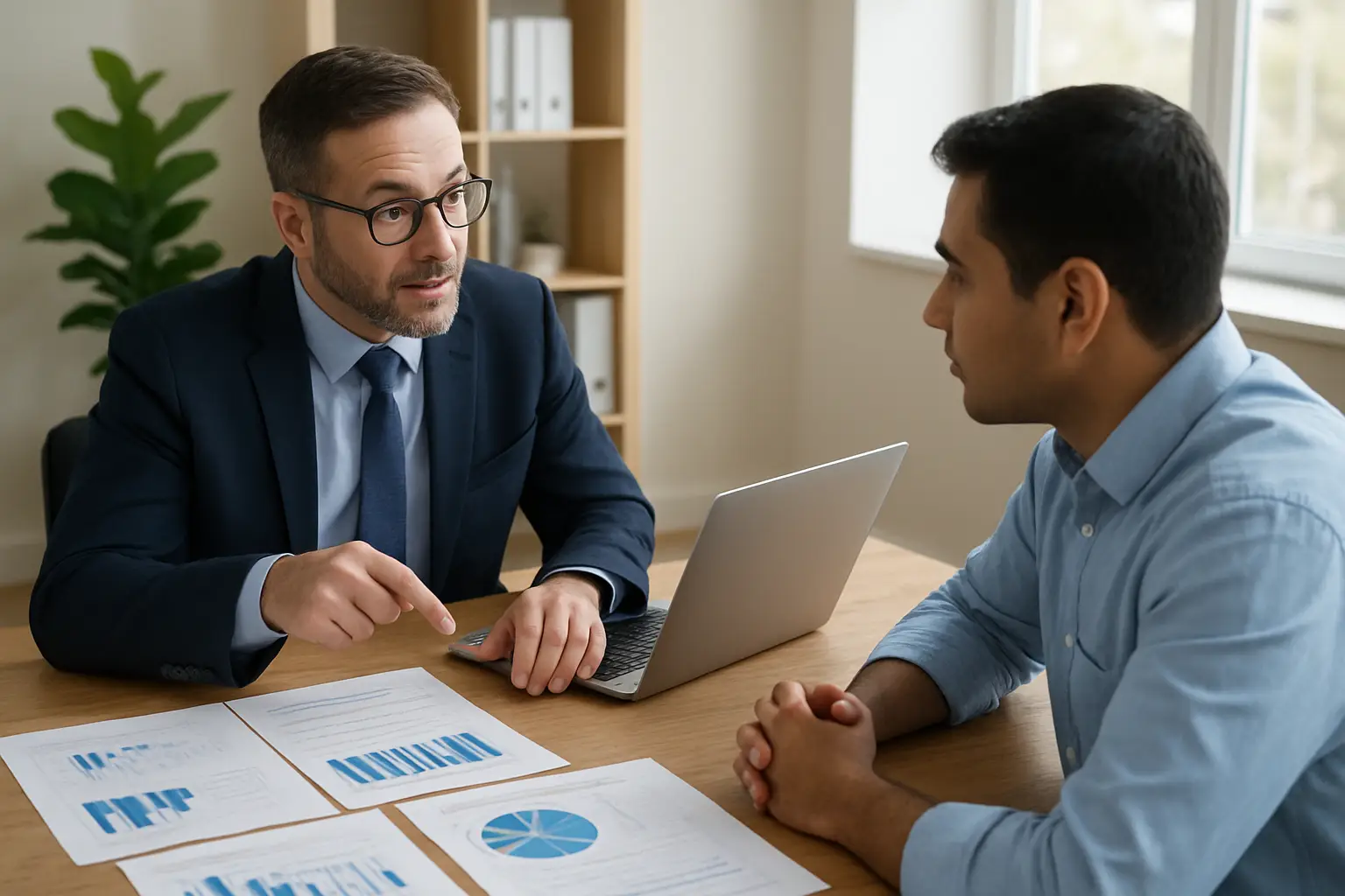 Accountant explaining the small business tax rate and corporate deductions to a Surrey business owner