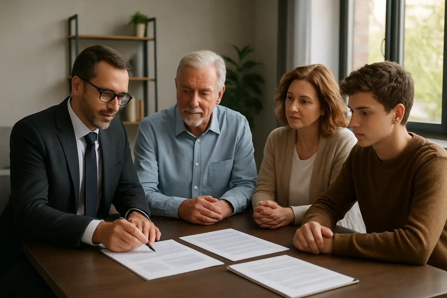 Surrey family reviewing estate planning and multi-generation wealth documents with an advisor
