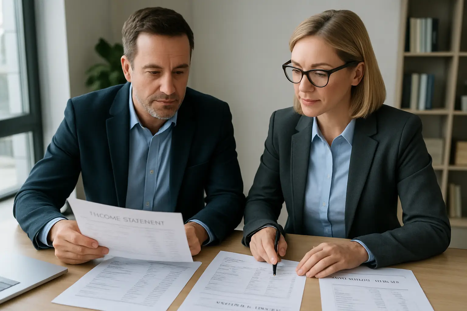 Surrey business executive analyzing corporate GAAP compliance financial reports and statements