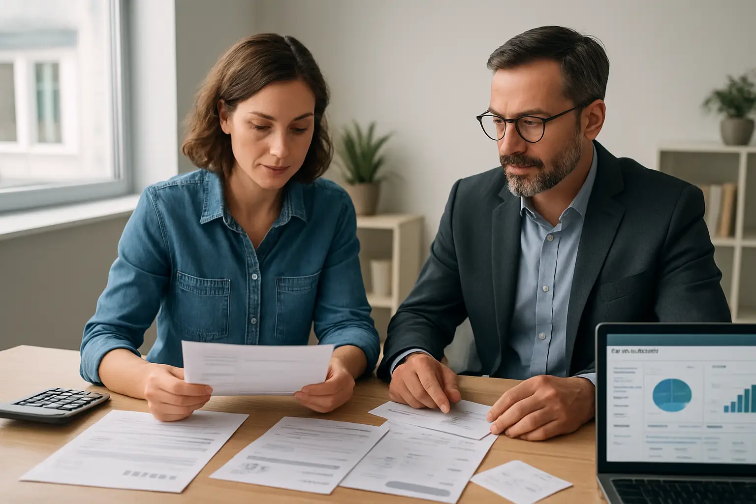 Surrey freelancer organizing client invoices and tax records with an accountant