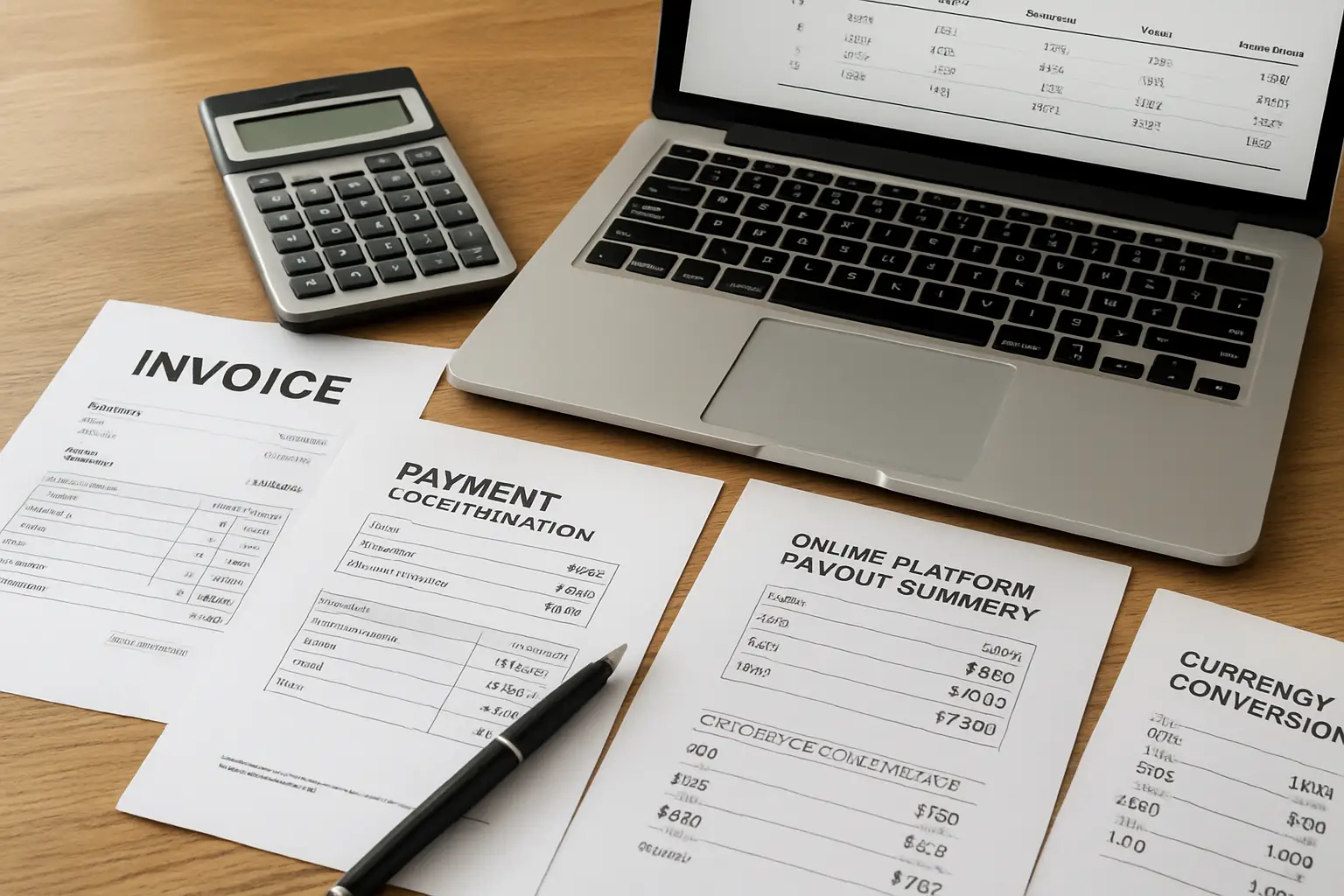 Freelancer platform income records and payment reports organized for tax filing