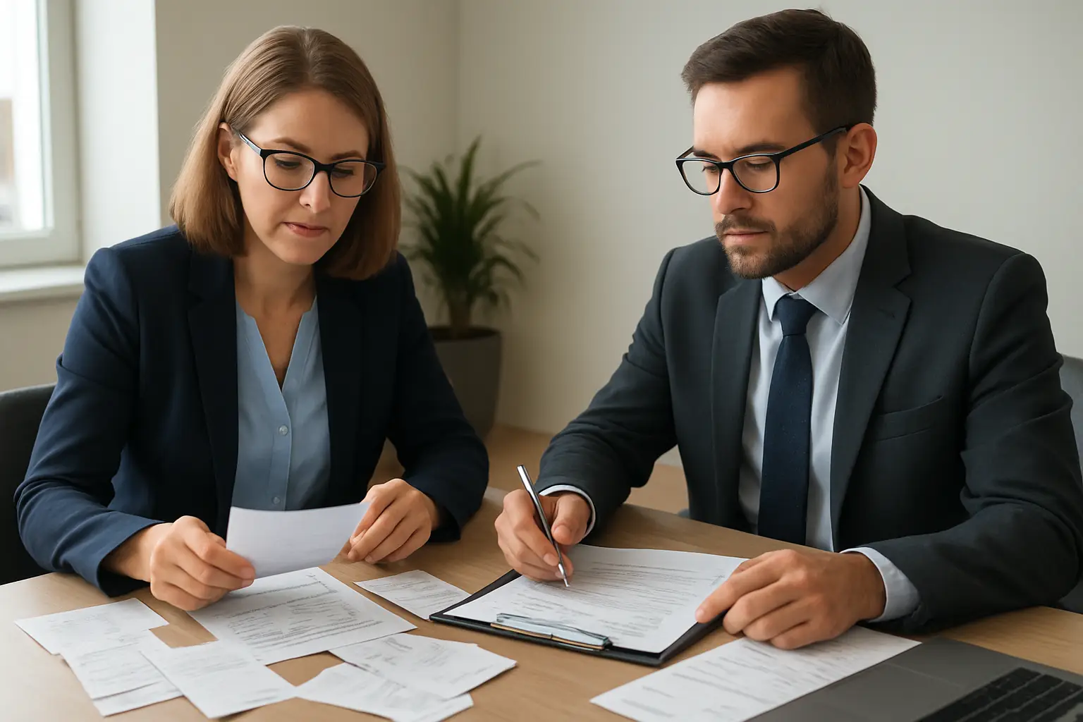 Surrey business owner reviewing GST filing and input tax credit records with an accountant