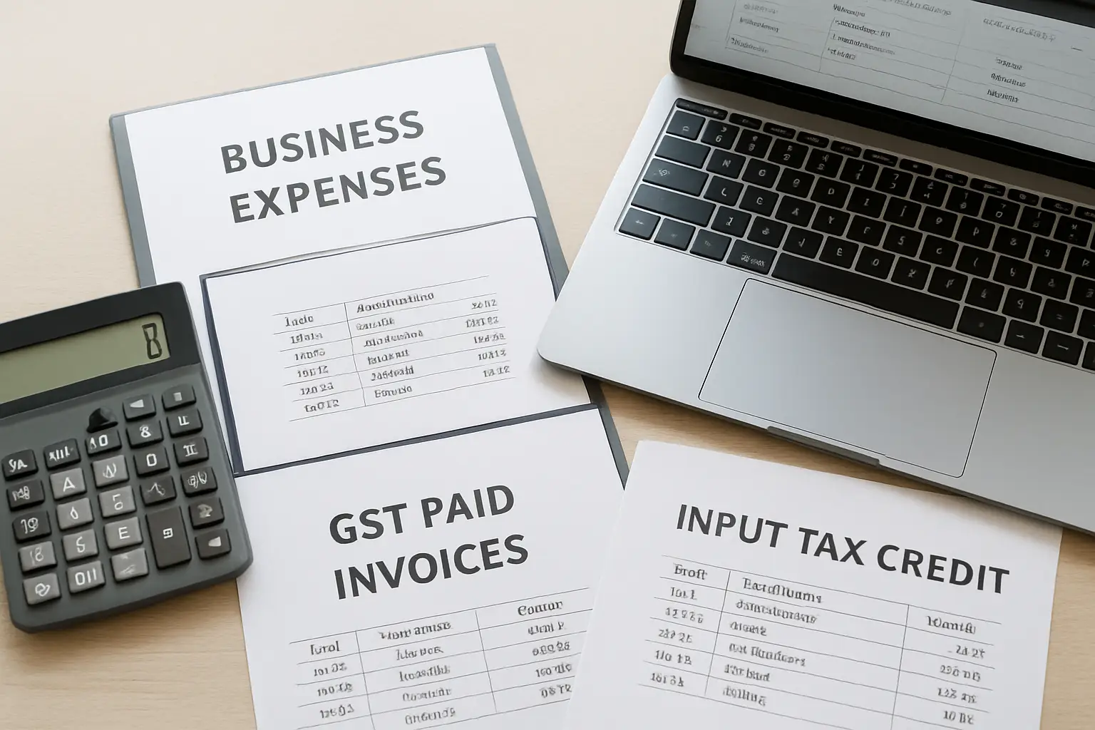 Input tax credit receipts and GST paid on business expenses organized for a Surrey business