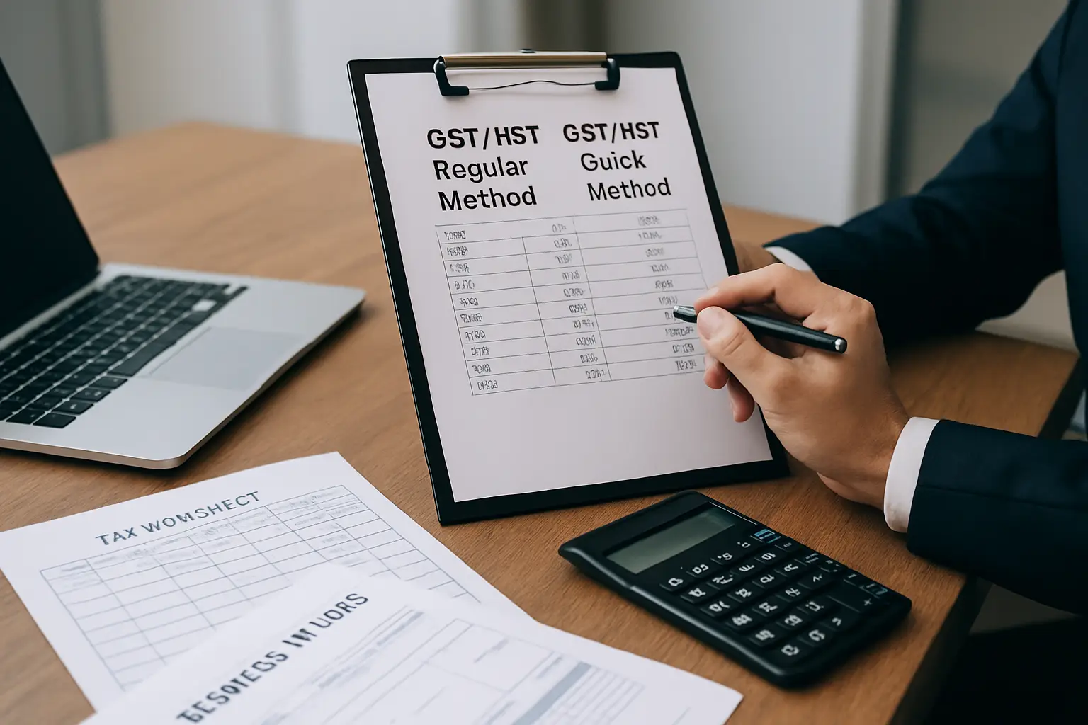 Surrey accountant comparing GST regular method and quick method for a small business