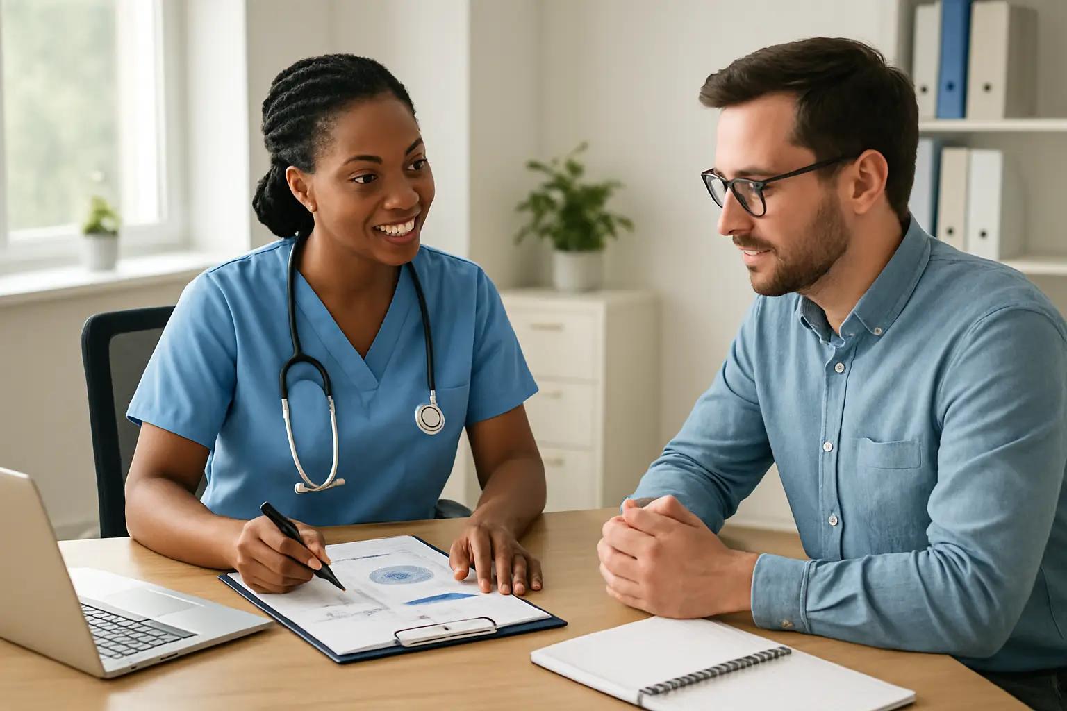 Healthcare professional booking an accounting consultation for a Surrey medical practice