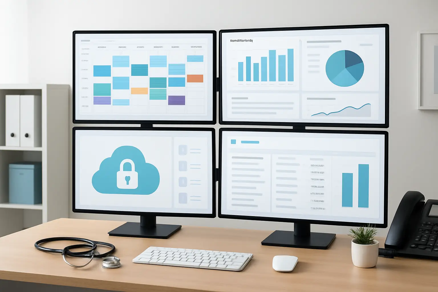 Healthcare practice software connected with accounting reports and secure clinic billing records