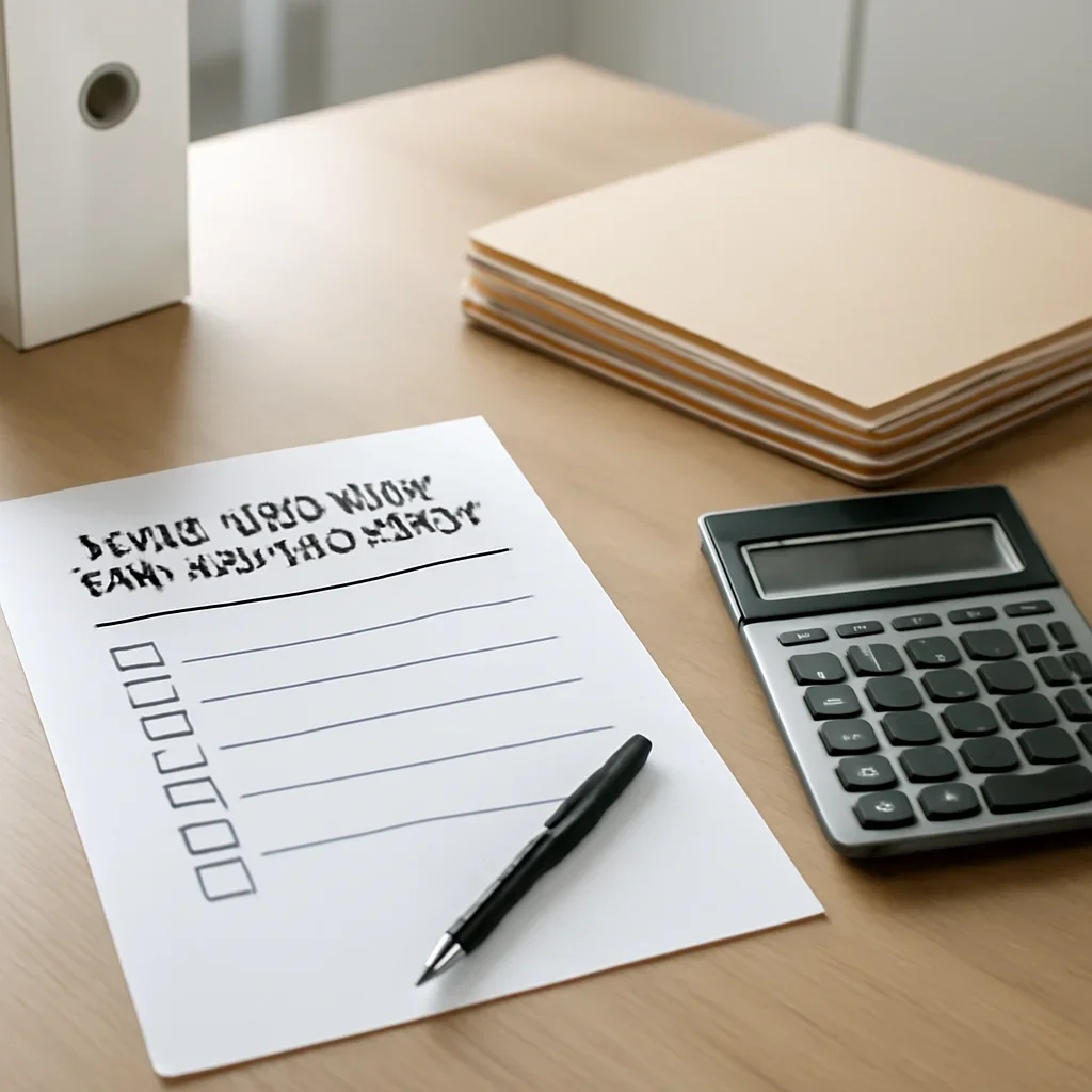 Checklist and financial paperwork for high income tax reduction in canada in a clean desk setting