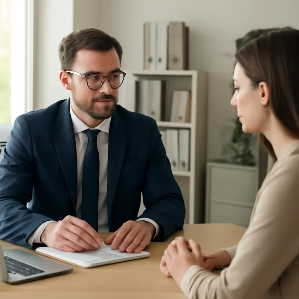Phoenix Knight professional offering clear financial guidance during an office strategy session