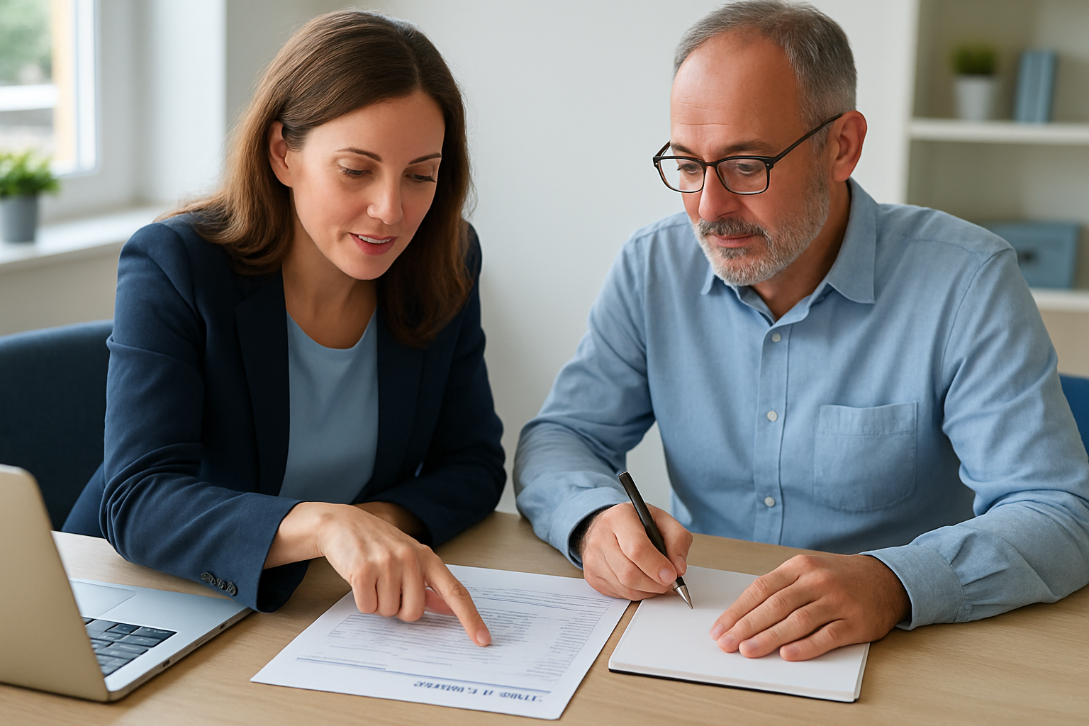 Bookkeeper and business owner reviewing reconciliation problems together