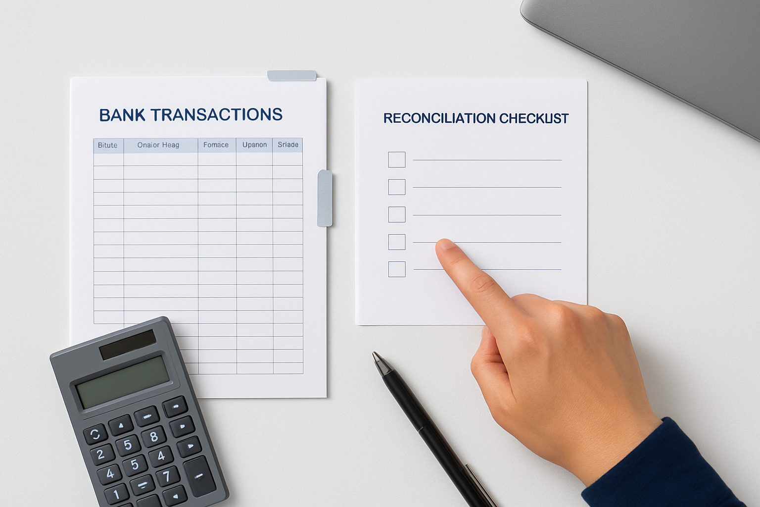Canadian bookkeeper matching bank statement transactions to a QuickBooks reconciliation checklist