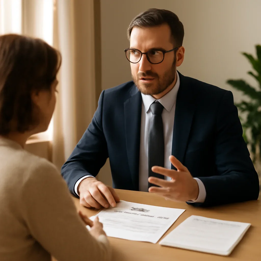 Advisor discussing how to pay taxes in canada with a client in Canada