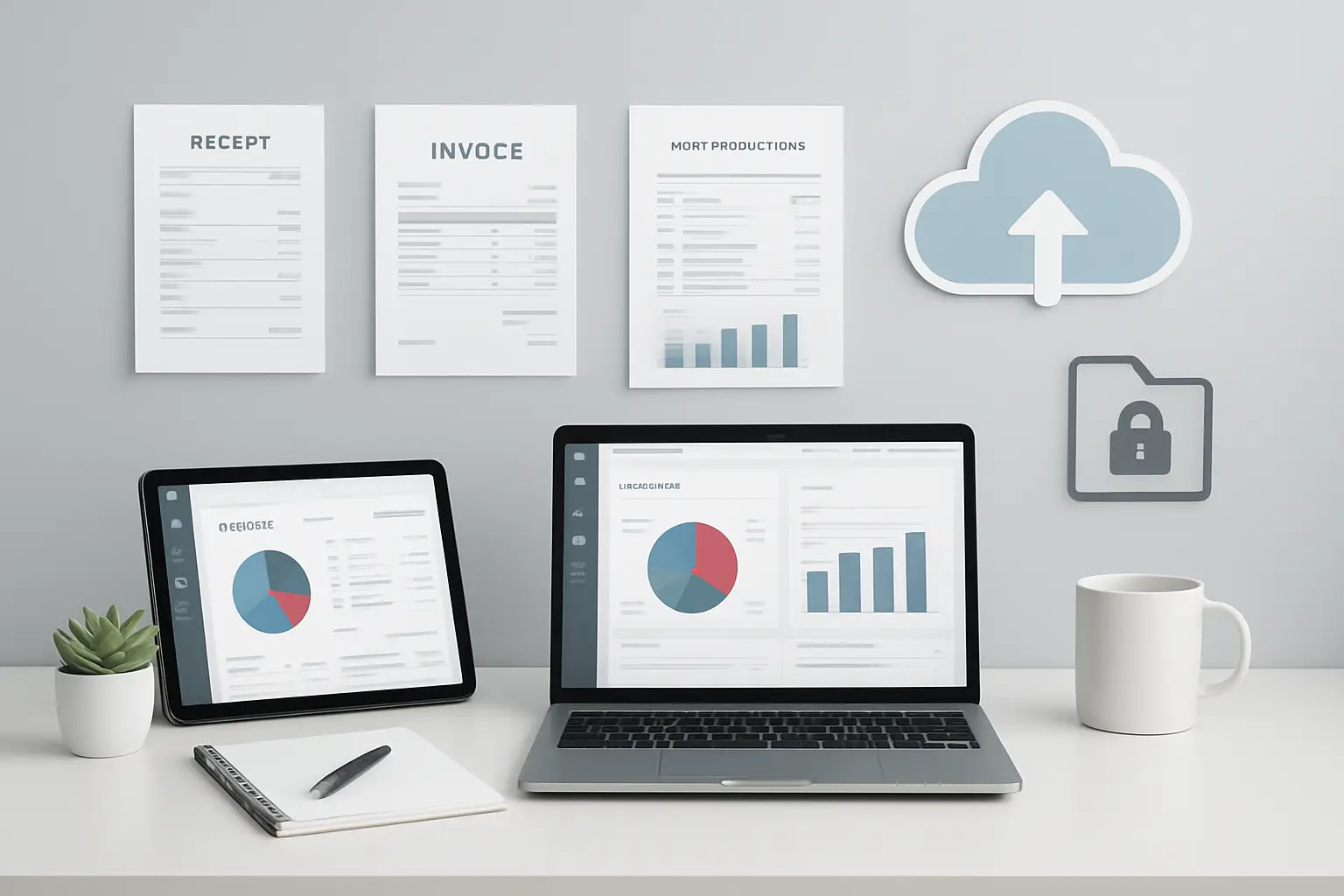 Remote outsourced bookkeeping workflow with cloud accounting receipts invoices and monthly reports