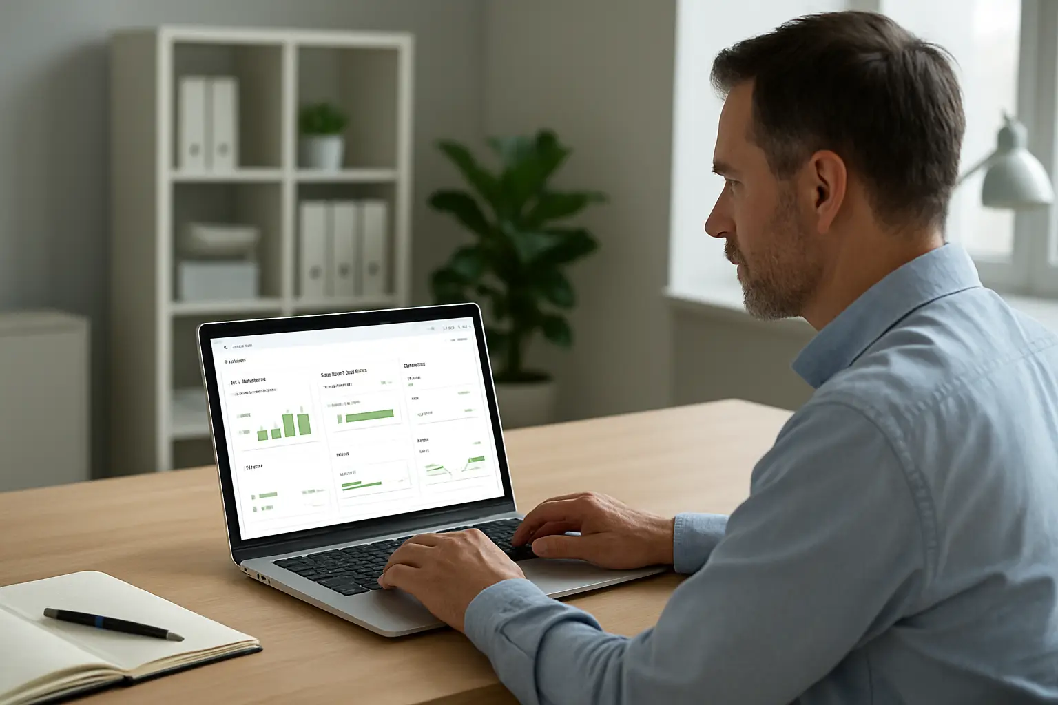 Surrey business owner reviewing QuickBooks Online reports with bank feeds and profit summaries