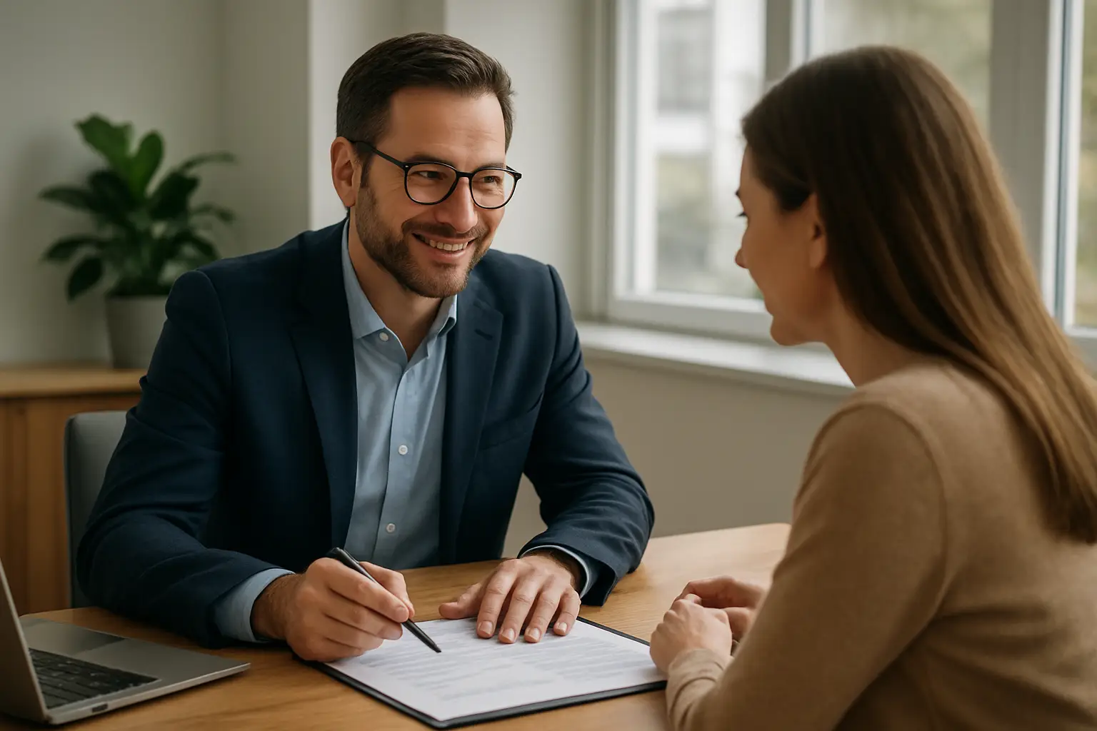 Phoenix Knight Financial Services advisor Robin DeRidder consulting with a Surrey real estate professional during a free accounting review