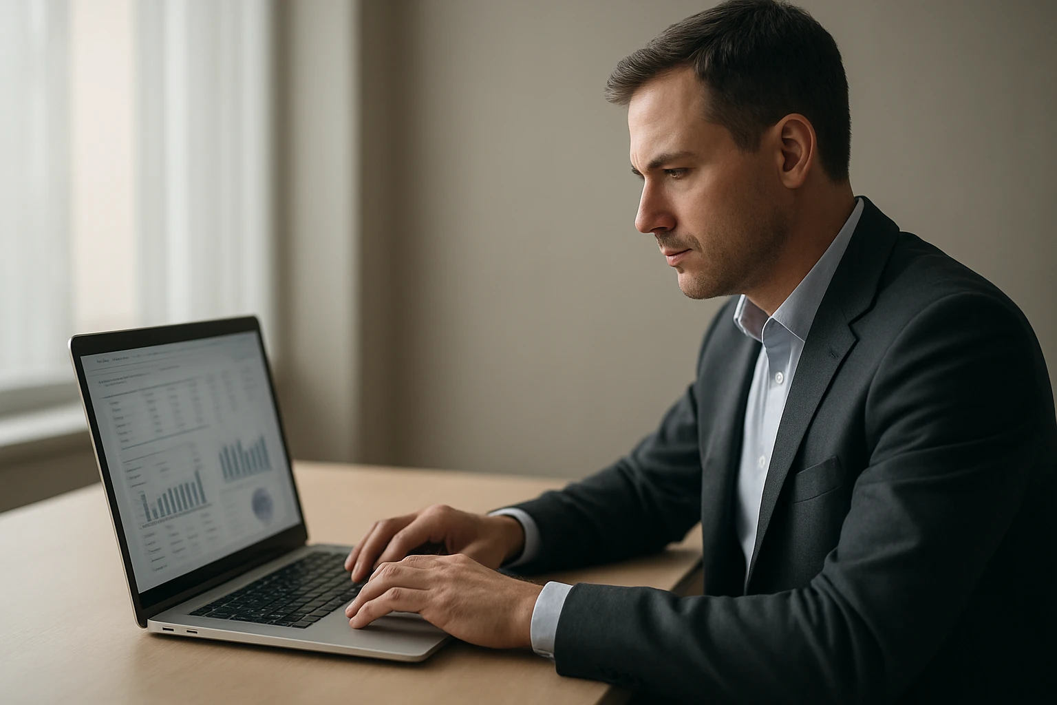 Business owner preparing corporate ledgers, tax notices, and historical accounting summaries for a financial consultation
