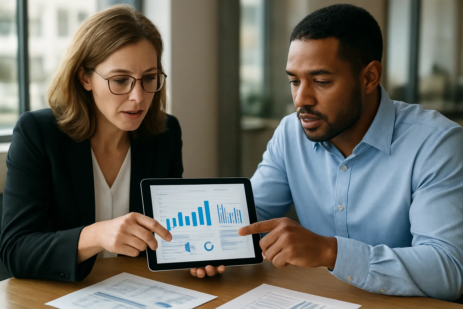 Professional accountant discussing corporate strategy with a Richmond business owner