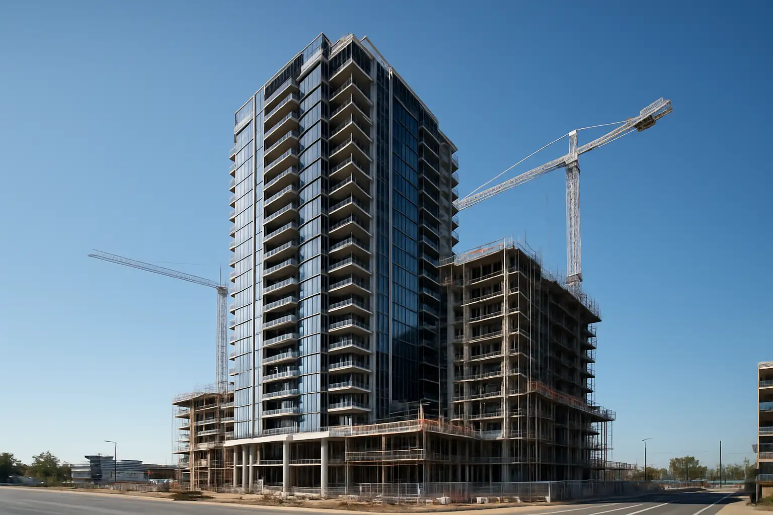 New high-rise residential development construction in Richmond BC