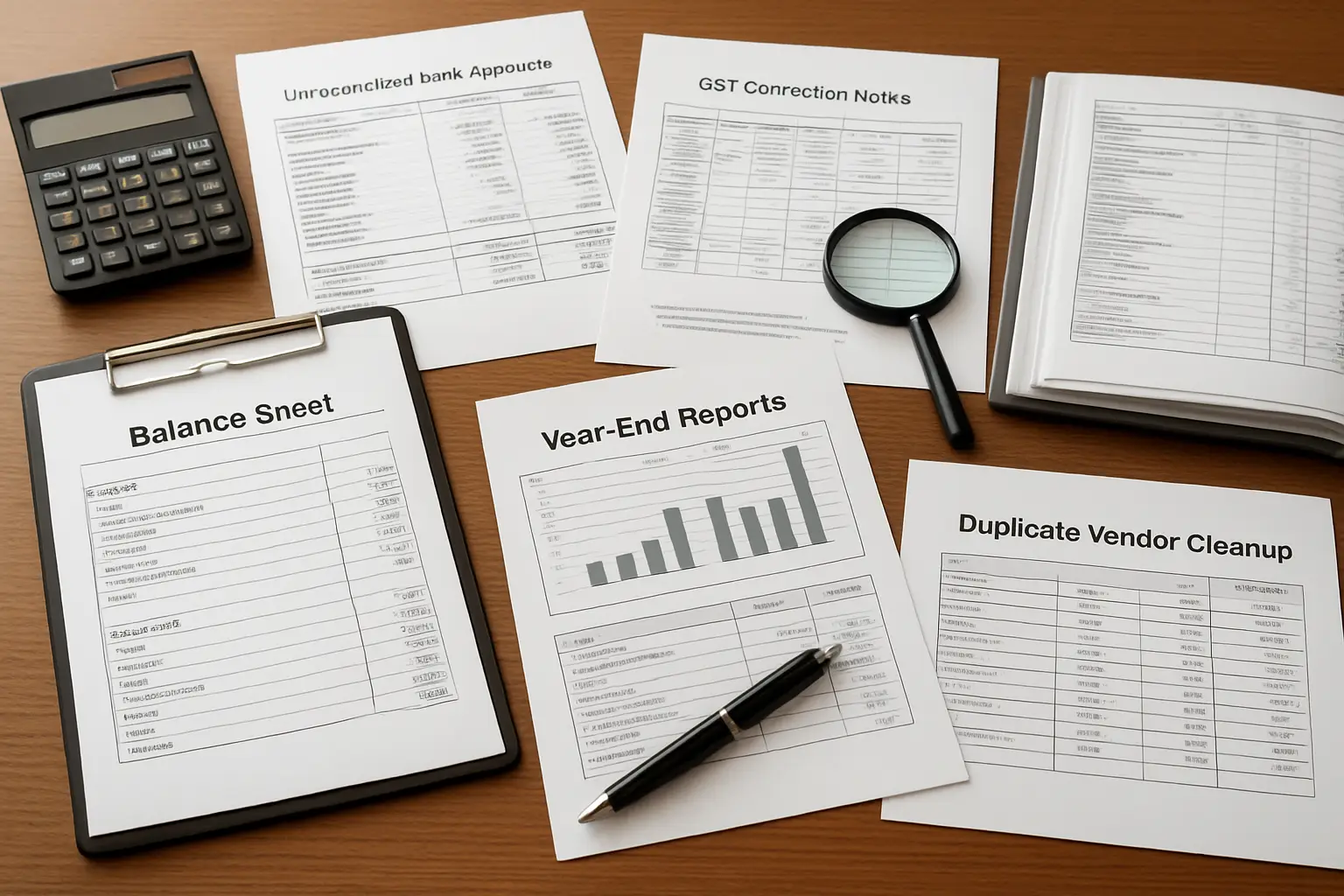 Sage 50 cleanup process with unreconciled bank accounts GST corrections and balance sheet review notes