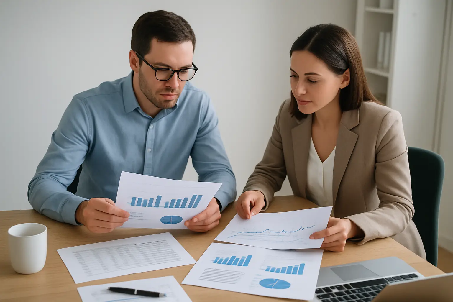 Small business owner reviewing growth reports cash flow and payroll records in Surrey BC