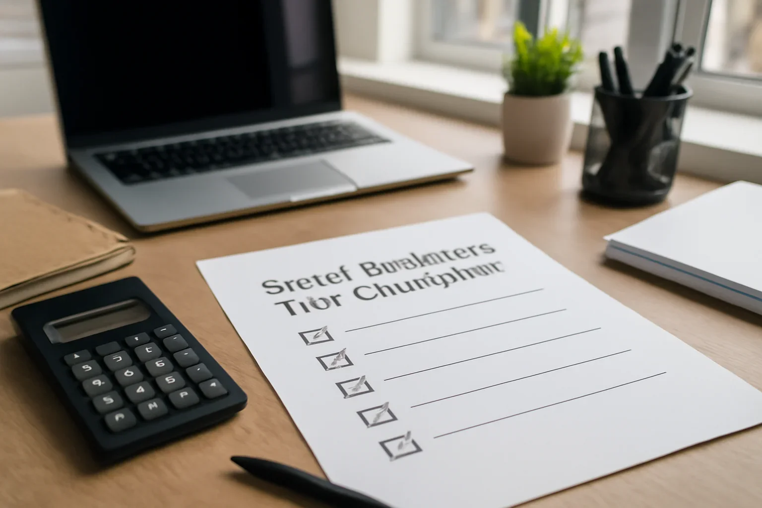 Proactive small business owner reviewing a large calendar planner with key Canadian tax deadlines highlighted