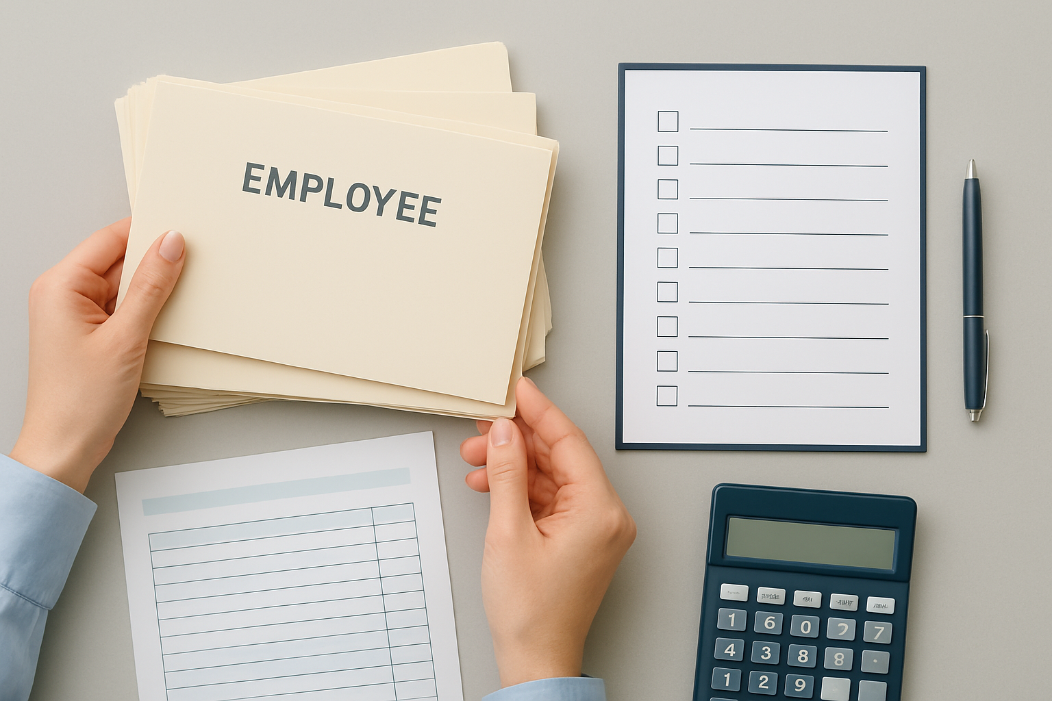 Payroll administrator checking a Canadian T4 preparation checklist and year end employee records