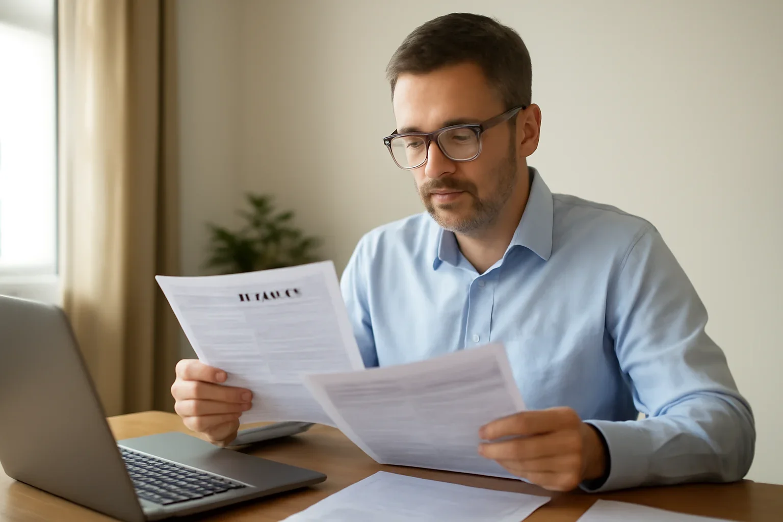 Tax-Efficient Salary vs. Dividends for BC Business Owners concept with a Canadian taxpayer reviewing documents and refund or tax records