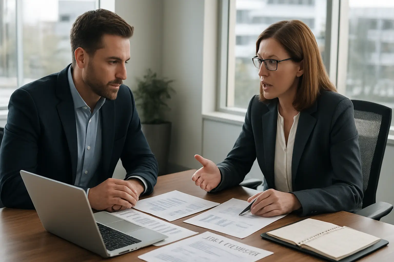 Business owner discussing tax planning and filing deadlines with an accountant