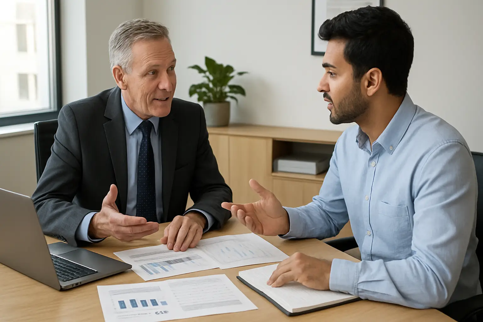 Client asking an accountant questions about tax preparation and filing deadlines