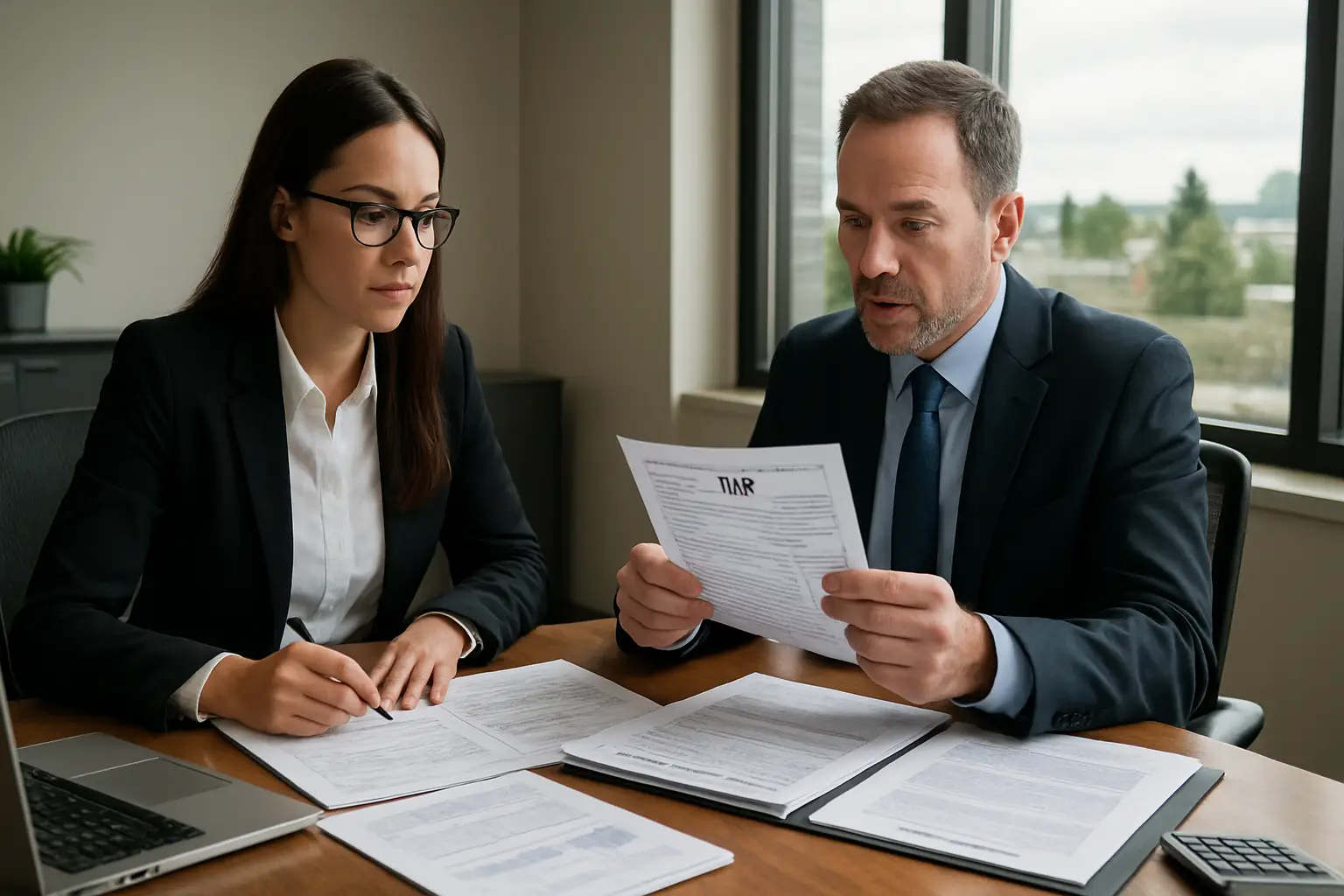 Business owner preparing tax documents with an accountant in Surrey BC