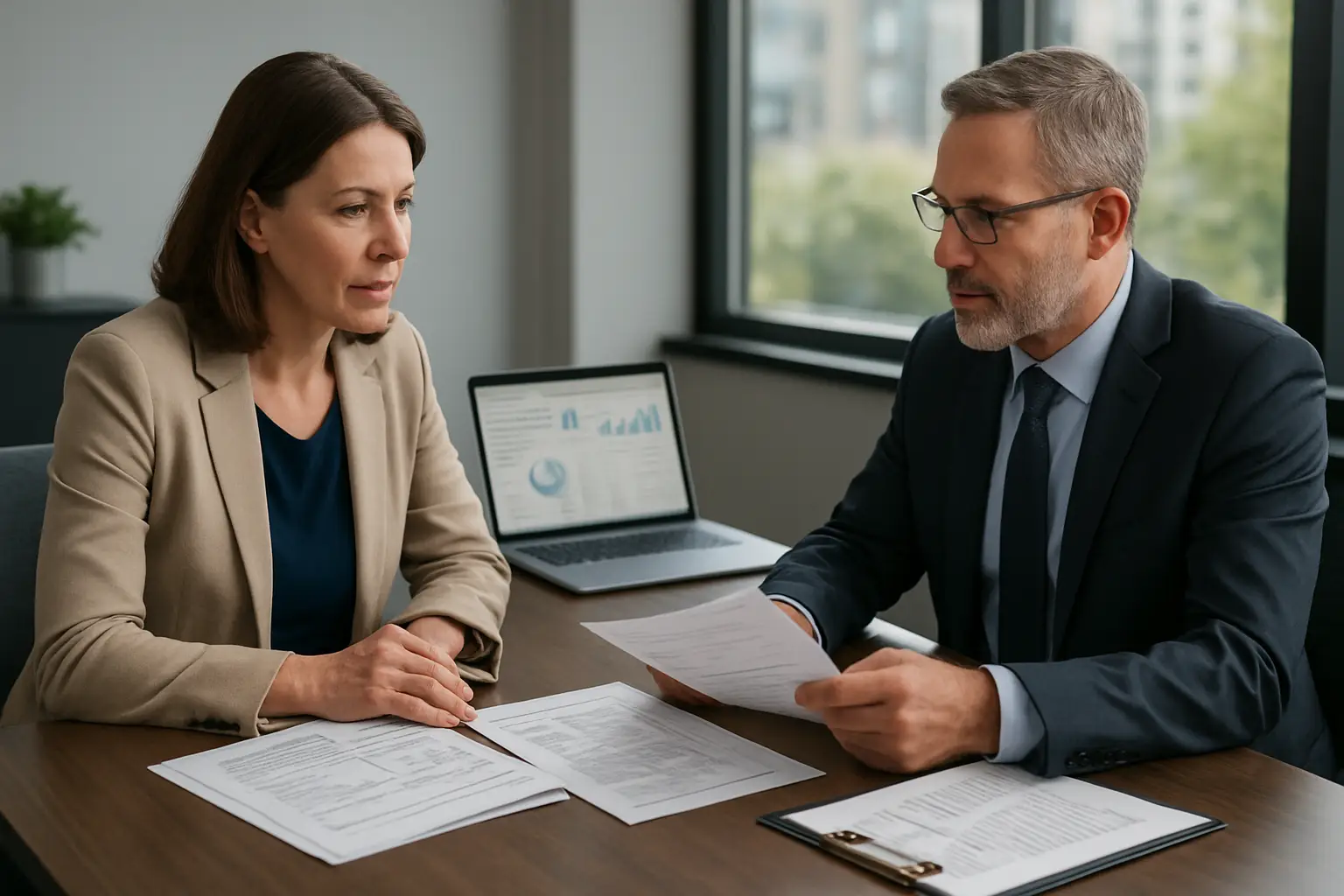 Business owner reviewing tax documents with an accountant in Surrey BC