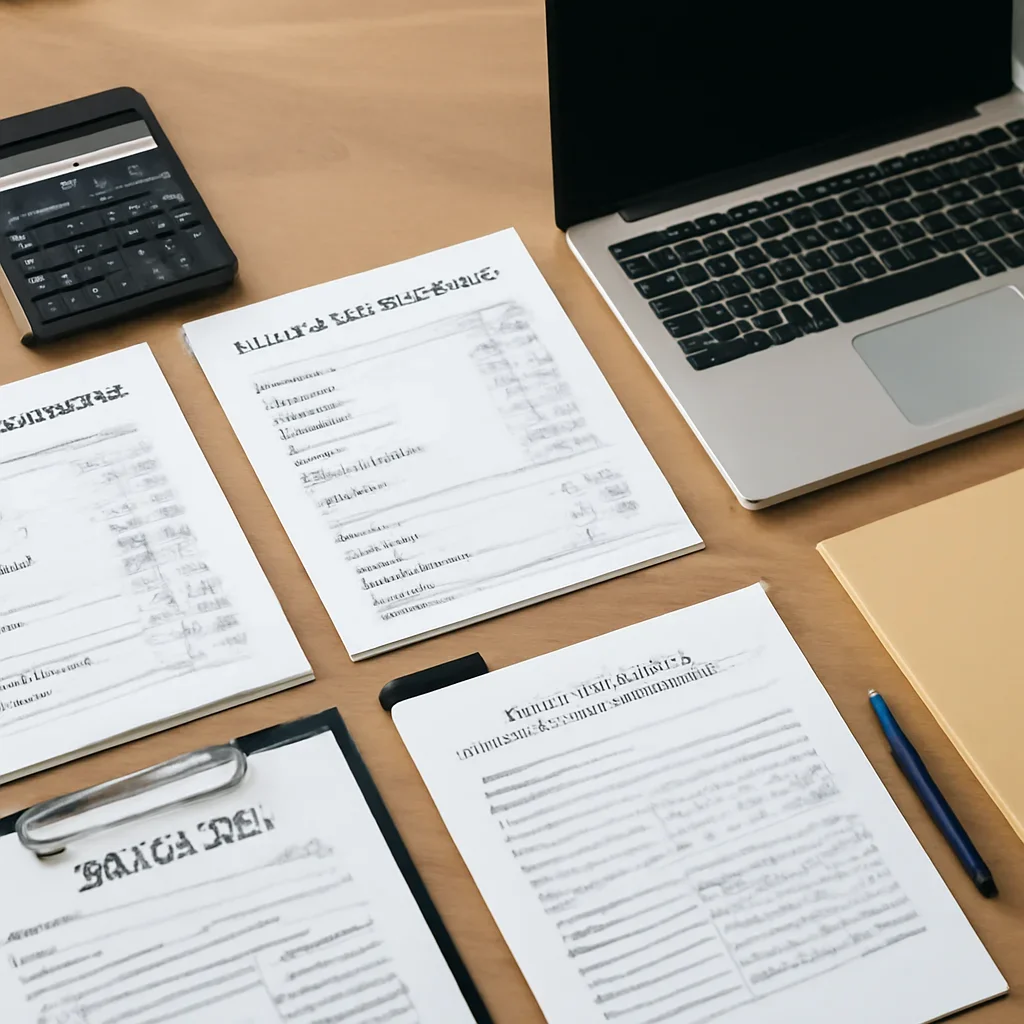 Corporate document checklist showing financial statements, receipts, and T4 summary categories organized for tax filing