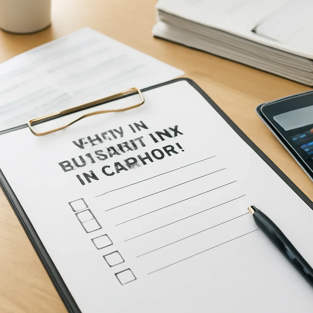 Checklist and financial paperwork for what is business tax in canada? in a clean desk setting